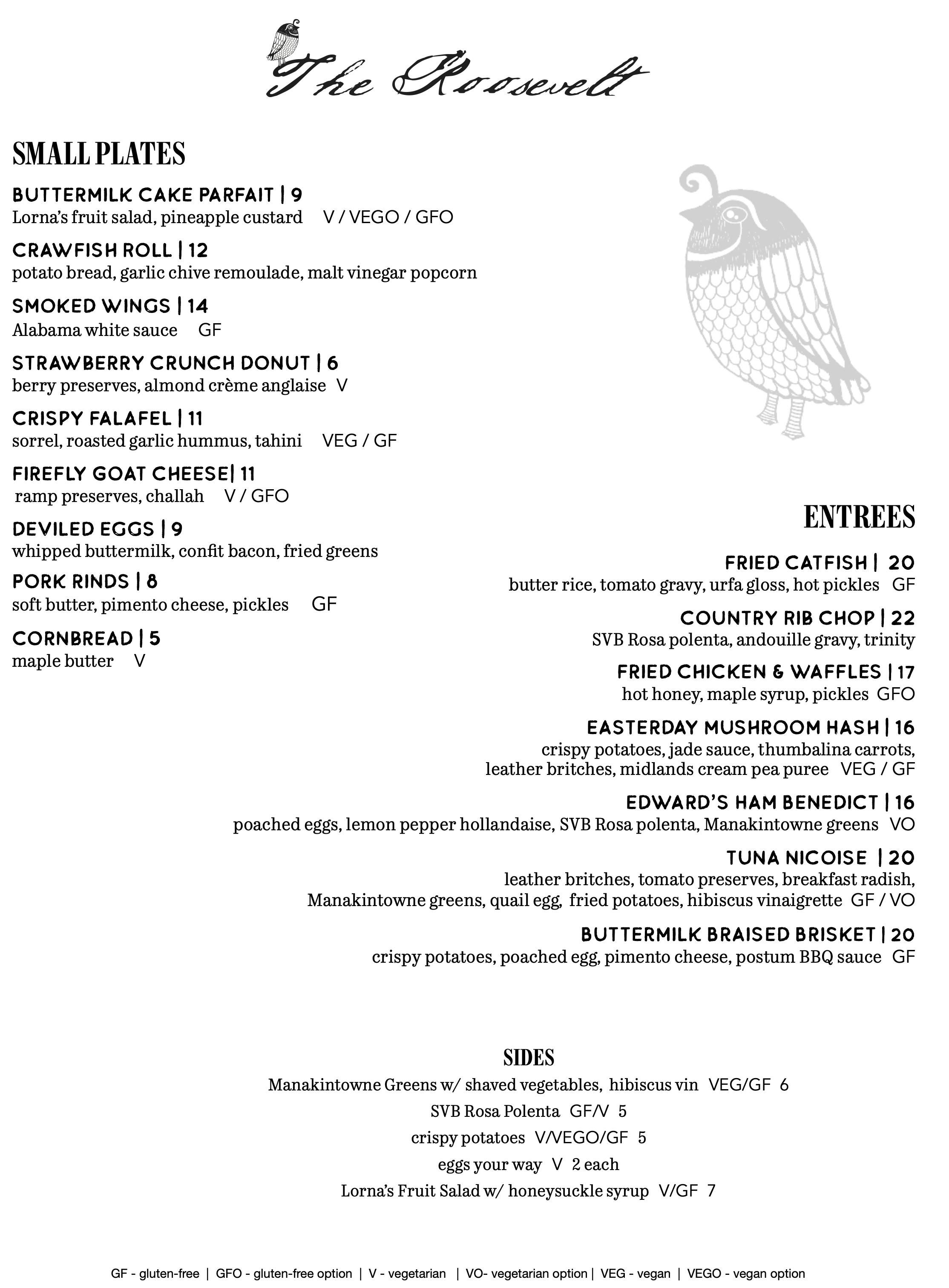 Mother's Day Brunch Weekend menu 2025