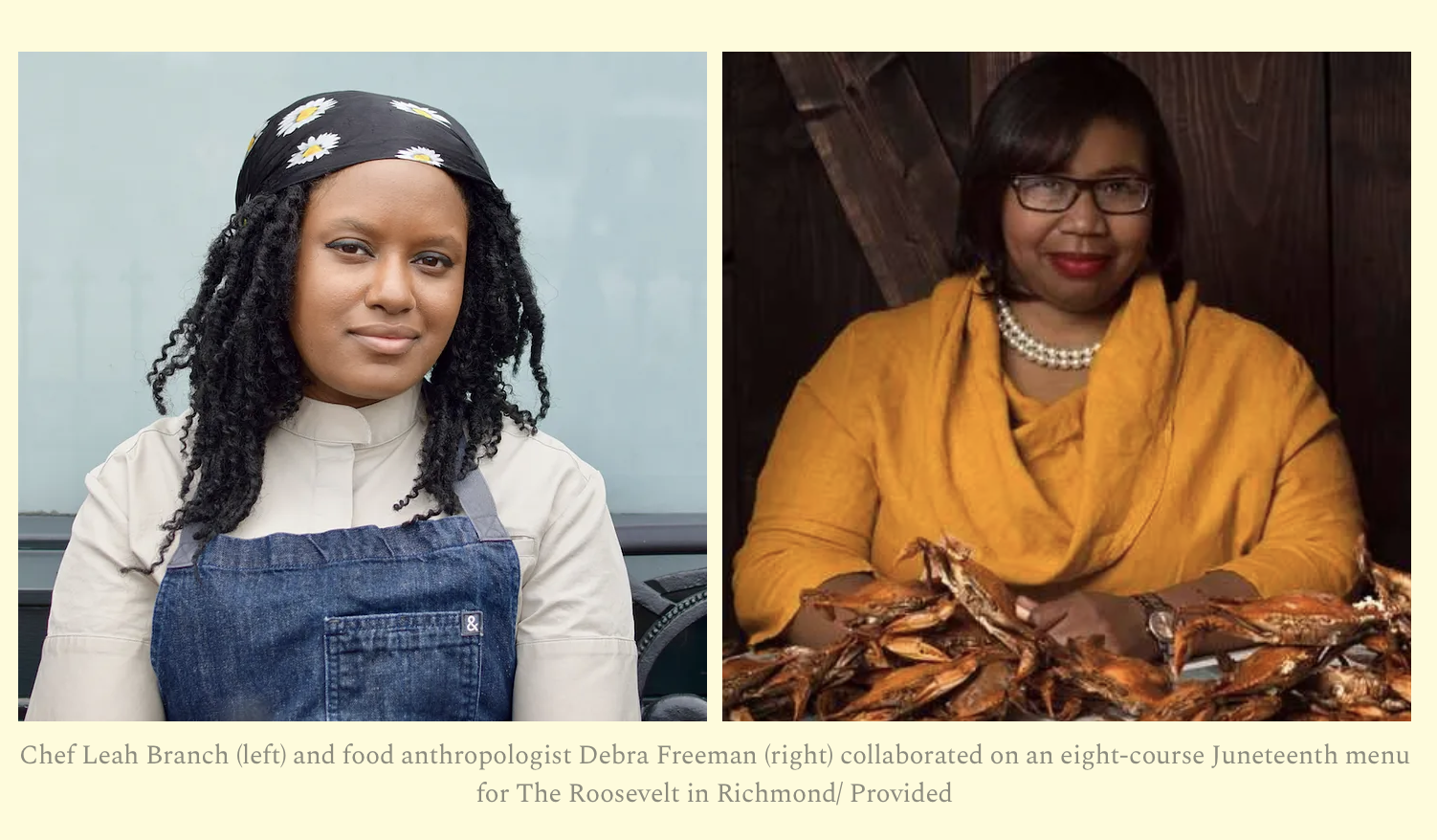 Chef Leah Branch (left) and food anthropologist Debra Freeman