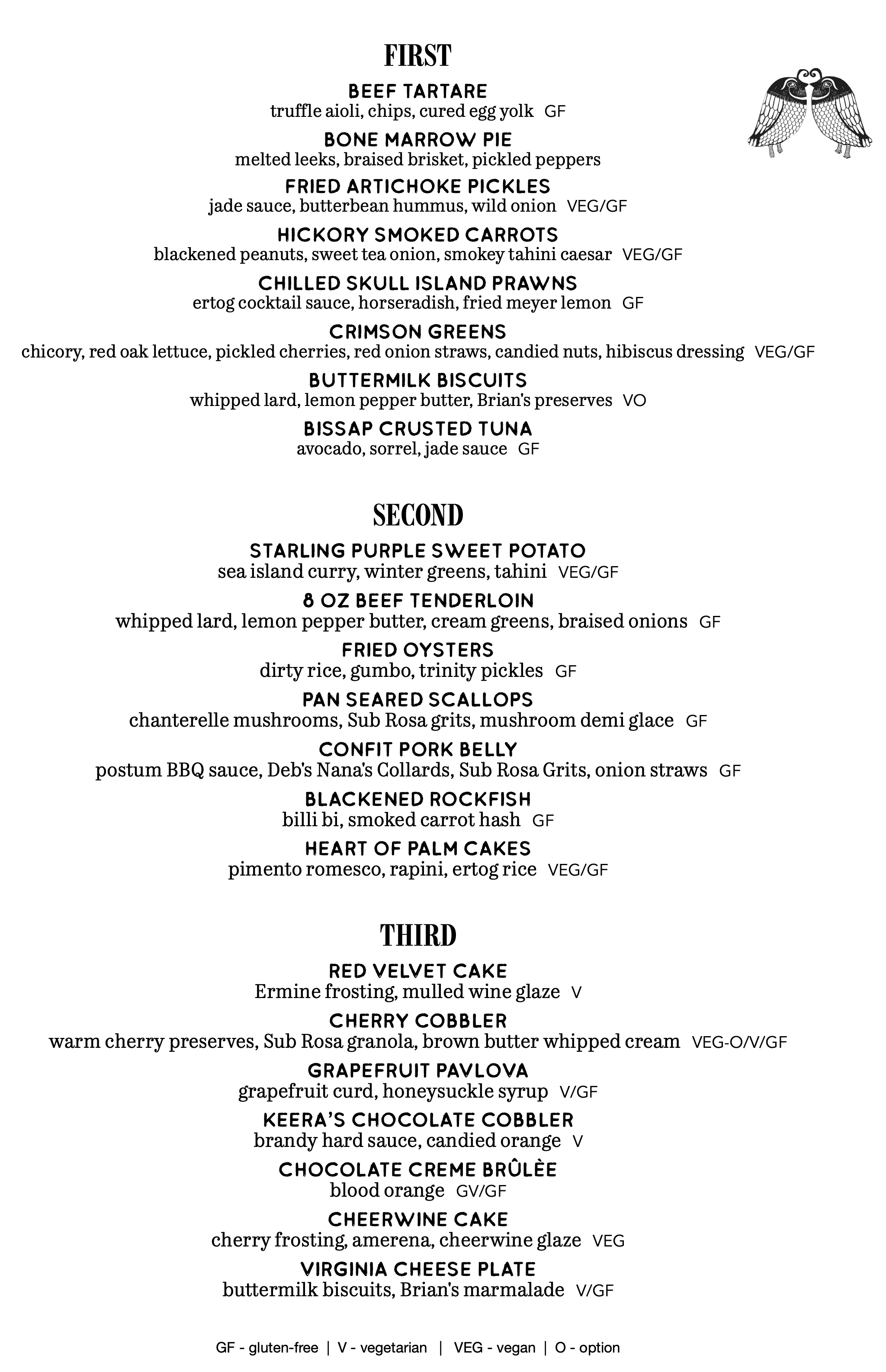 Valentine's menu 2026